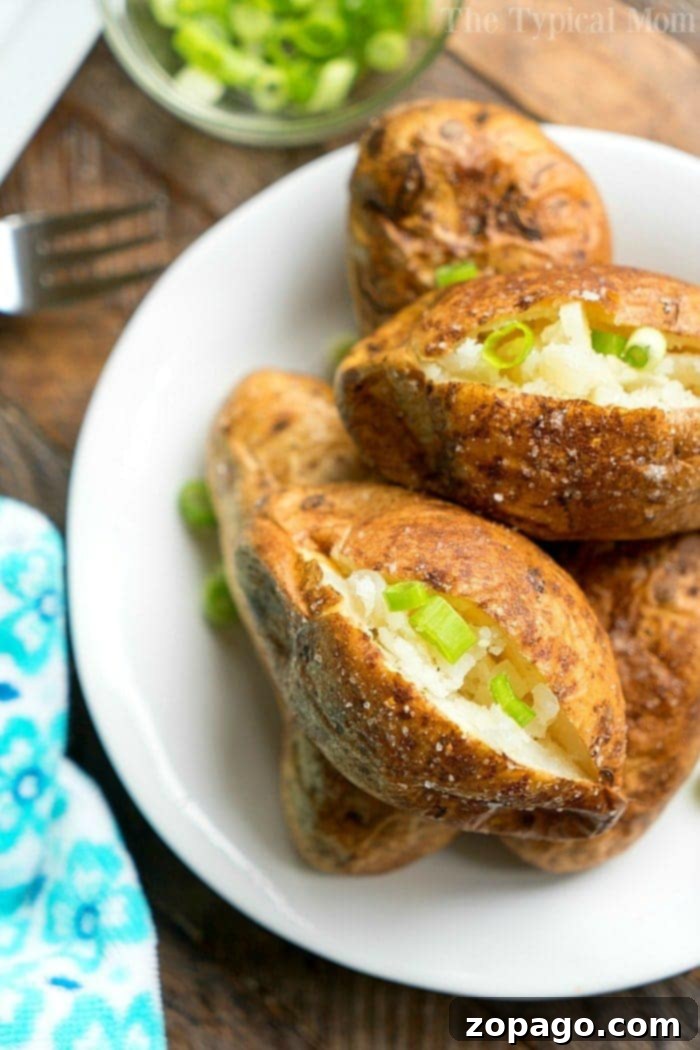Air fryer baked potatoes with toppings