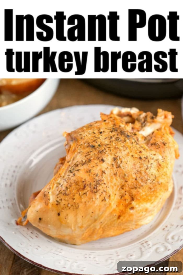 A delicious Instant Pot turkey breast recipe, featuring succulent meat and crispy skin.