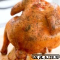 Smoked beer can chicken, perfectly roasted