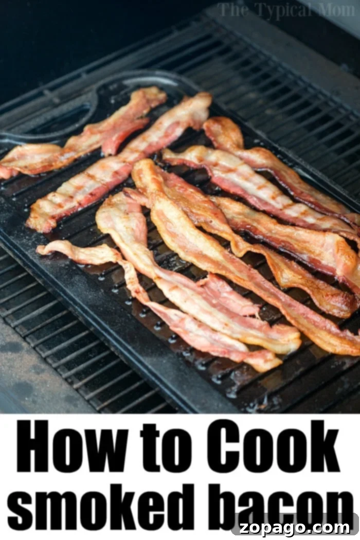 This smoked bacon recipe is amazing! If you're looking for smoky crisp bacon with lots of flavor for breakfast or wrapped inside a meatloaf, try this #smokerrecipes #smokedbacon #smoked #smoker #bacon Smoked Bacon Recipe 2 - close up of crispy bacon