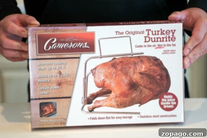 The Turkey Dunrite apparatus, an ingenious tool for smoking a moist turkey.