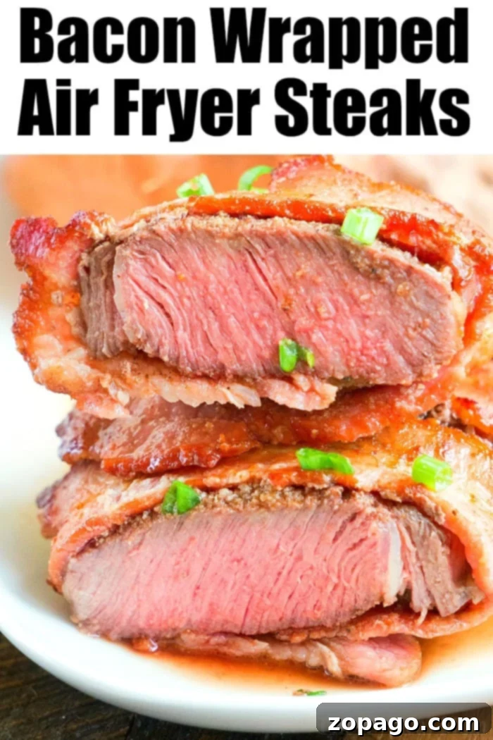 A perfectly cooked Air Fryer Steak, featuring a crispy exterior and tender, juicy interior, ready to be served as a main course for dinner.