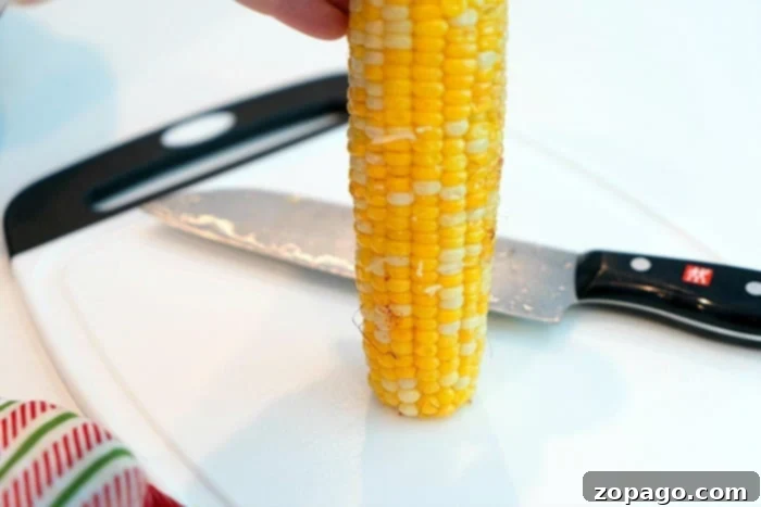 A tool designed for easily removing corn kernels from the cob.