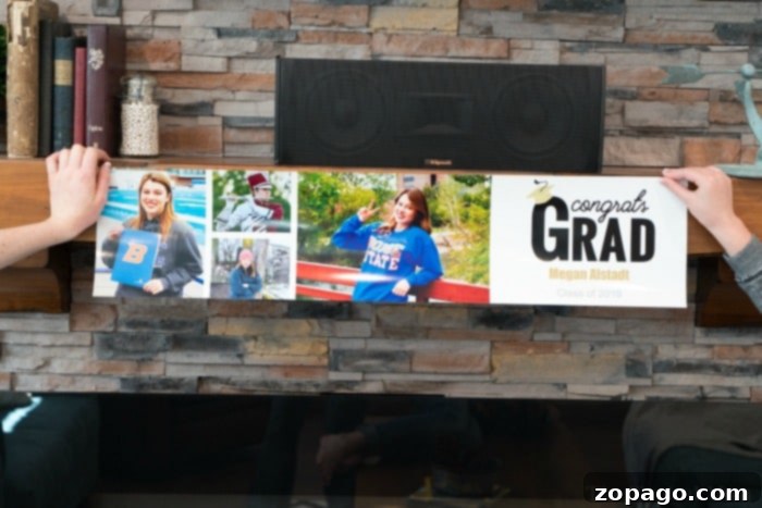 Personalized graduation banner ideas are here for your High School student, or college grad! Great for parties with photos and text you create yourself. #graduation #party #invitations #banners #personalizedgifts personalized graduation banner