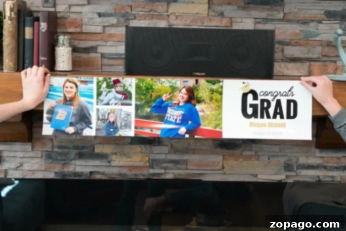 Designing your custom graduation banner is simple at a Kodak Moments kiosk. Upload photos from your phone or storage device and create a unique banner in minutes. Effortless Personalized Graduation Banner Creation at a Kodak Moments Kiosk