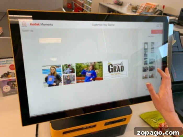 Easily create personalized graduation banners, photo prints, and gifts at a Kodak Moments kiosk located in Target stores near you. Fast, convenient, and high-quality. Kodak Moments Kiosk at Target for Quick Photo Printing Services