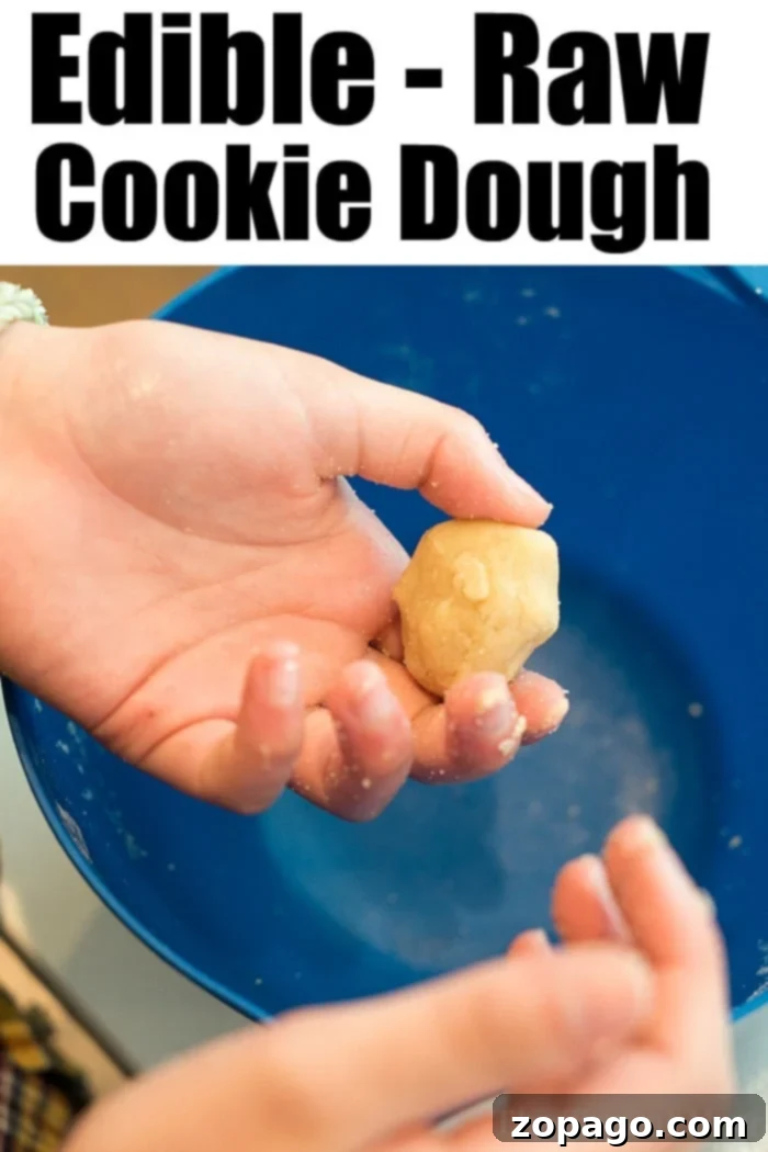 Egg-Free Dairy-Free Edible Cookie Dough Close-up of freshly made edible chocolate chip cookie dough, ready to be enjoyed