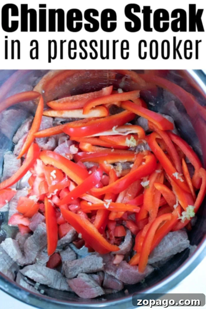 Pressure cooker pepper steak is packed with flavor and perfect for dinner tonight. Throw it into your Instant Pot or Ninja Foodi for a healthy meal. #instantpot #instantpotrecipes #ninjafoodi #peppersteak #beef #steak #chinese Chinese Pepper Steak Recipe - ingredients ready
