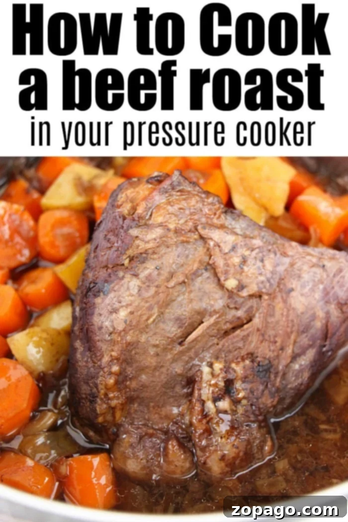 Instant Pot beef roast with vegetables comes out incredibly tender! If you're looking for a new Instant Pot or Ninja Foodi recipe for dinner, try this. #pressurecookerrecipes #roast #beefroast #instantpotroast #instantpotrecipes #ninjafoodi #foodi #ninjafoodirecipes Pressure Cooker Beef Ready to Eat