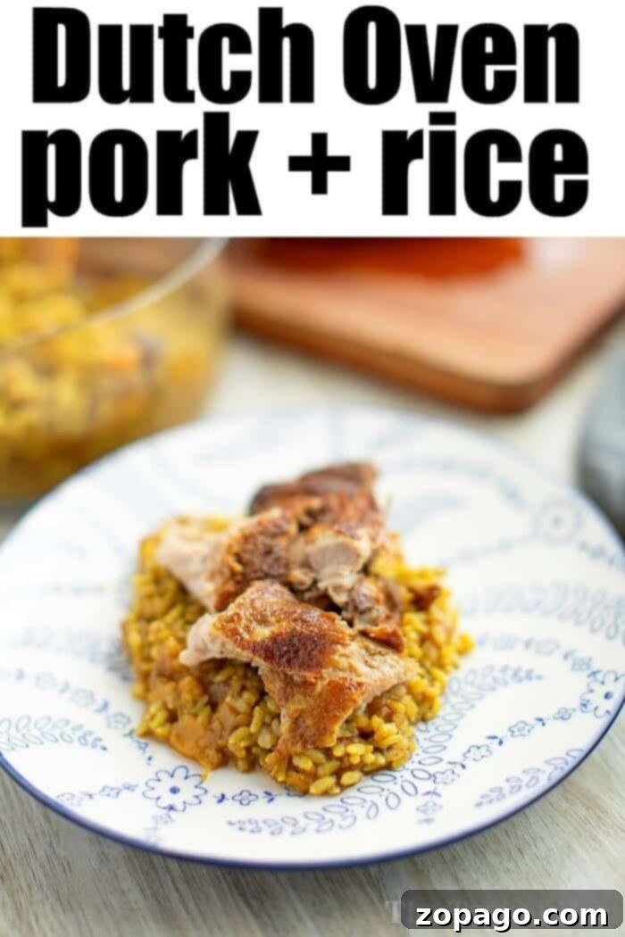 Dutch Oven Pork Perfection 8 A beautifully cooked Dutch Oven Pork Roast, ready to be served with its delicious rice.