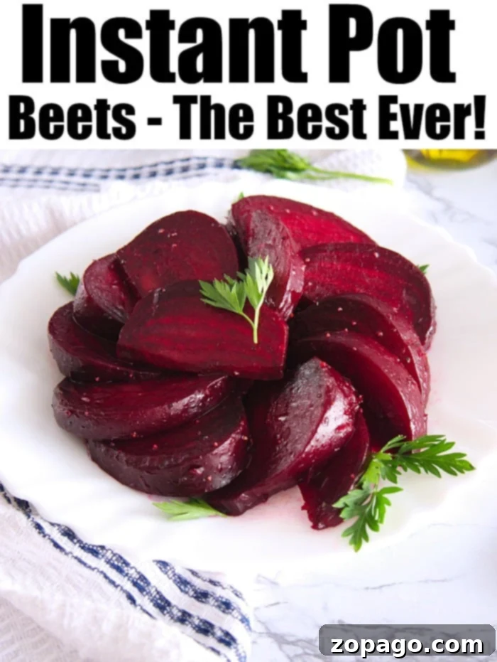 Instant Pot beets have never been easier to make! Using your multipot pressure cooker you too can make tender flavorful beets in no time at all. #instantpot #beets #beetrecipes #instantpotrecipes #pressurecooker #vegetables #healthy instant pot beets