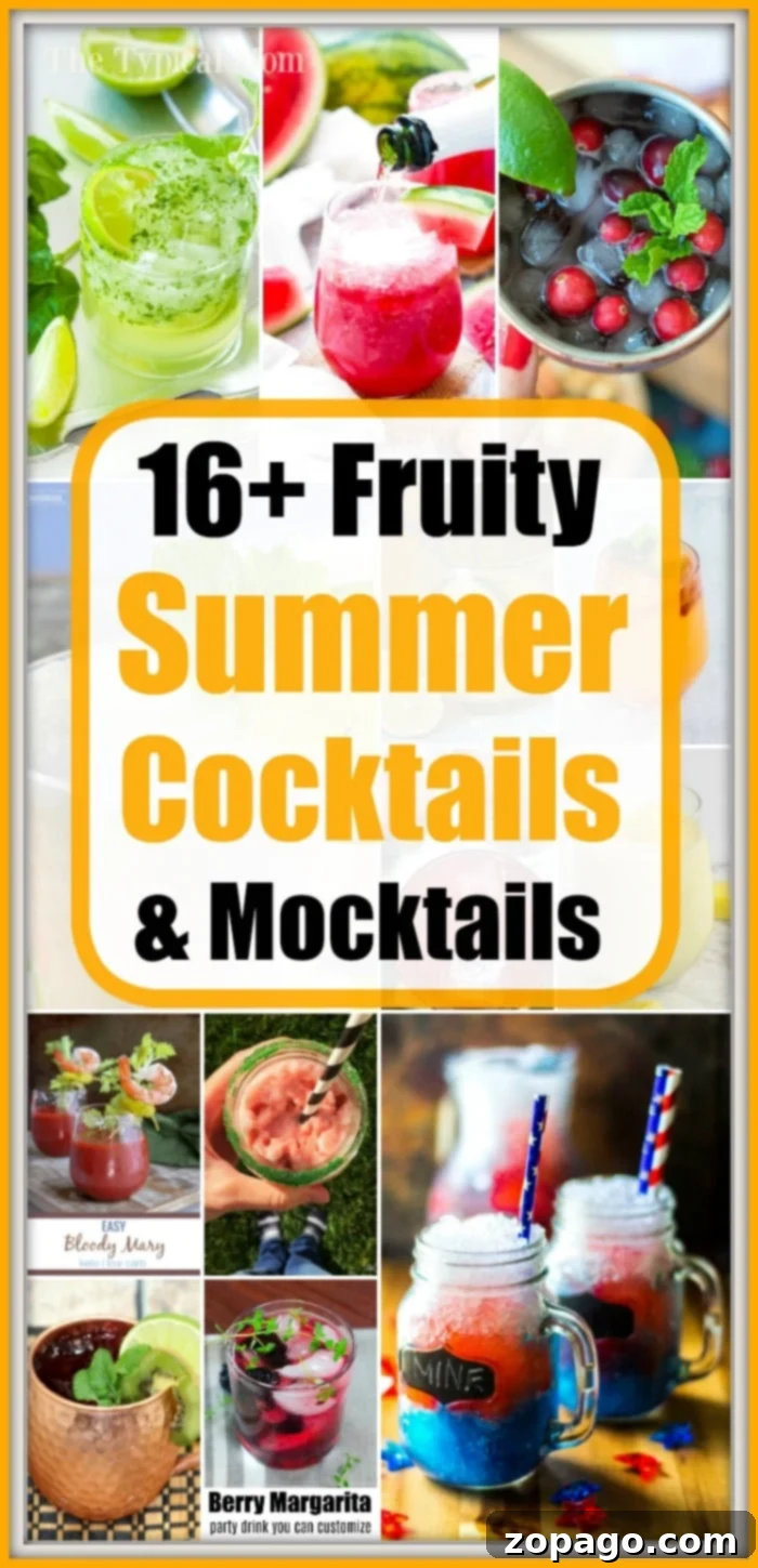 Beat the Heat: 10 Must-Try Summer Cocktails 2 Collection of vibrant summer cocktails served in various glasses with fresh fruit garnishes