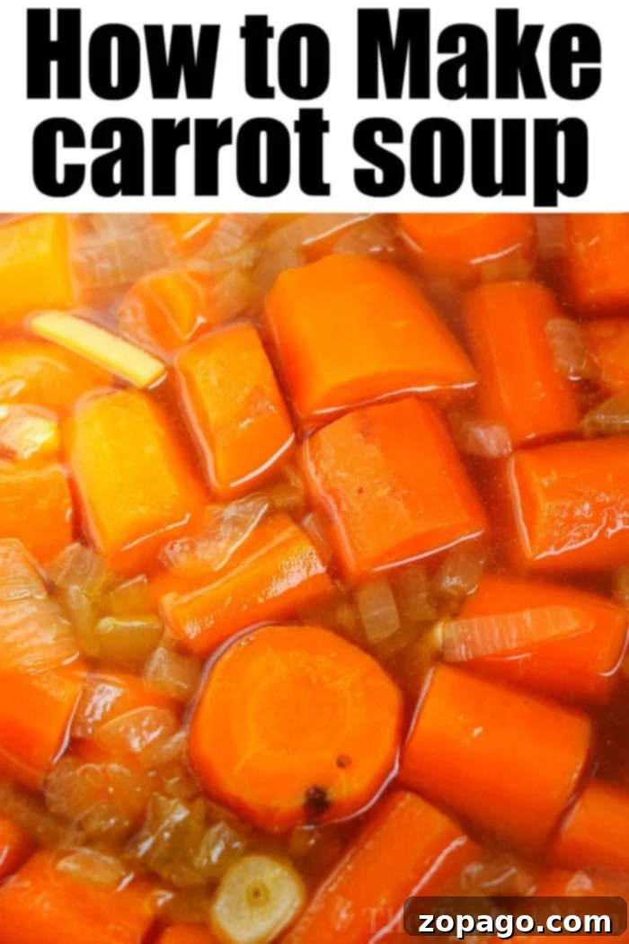 How to make carrot soup. Made with fresh vegetables and 5 other ingredients you can have it for dinner tonight. #instantpot #carrotsoup #carrot #soup #pressurecooker #thetypicalmom A beautifully textured, creamy Instant Pot carrot soup is ready to be served, showcasing how to make carrot soup creamy.