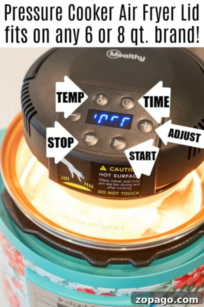 MICHELANGELO Air Fryer Lid Review: Elevate Your Pressure Cooker Meals Instant Pot Air Fryer Lid in action
