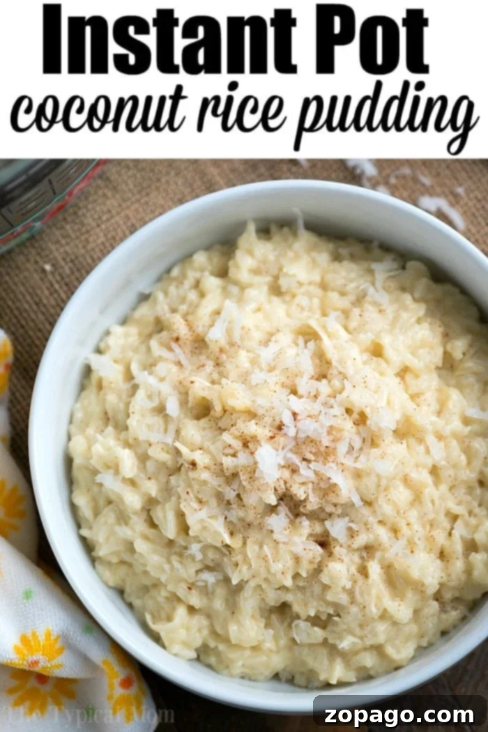 Instant Pot coconut rice pudding is the most delicious dessert you will ever make in your Instant Pot, Ninja Foodi, Crockpot Express or Mealthy! #pressurecooker #coconutricepudding #ricepudding #ninjafoodi #ninjafoodirecipes #instantpot #coconut #dessert #pudding #crockpotexpress instant pot coconut rice pudding