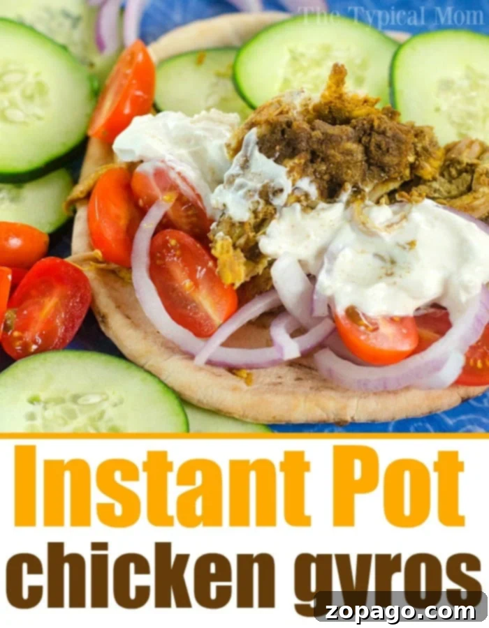 Instant Pot Chicken Shawarma: Your New Favorite Dinner 7 Delicious chicken gyros with fresh toppings, ready to eat
