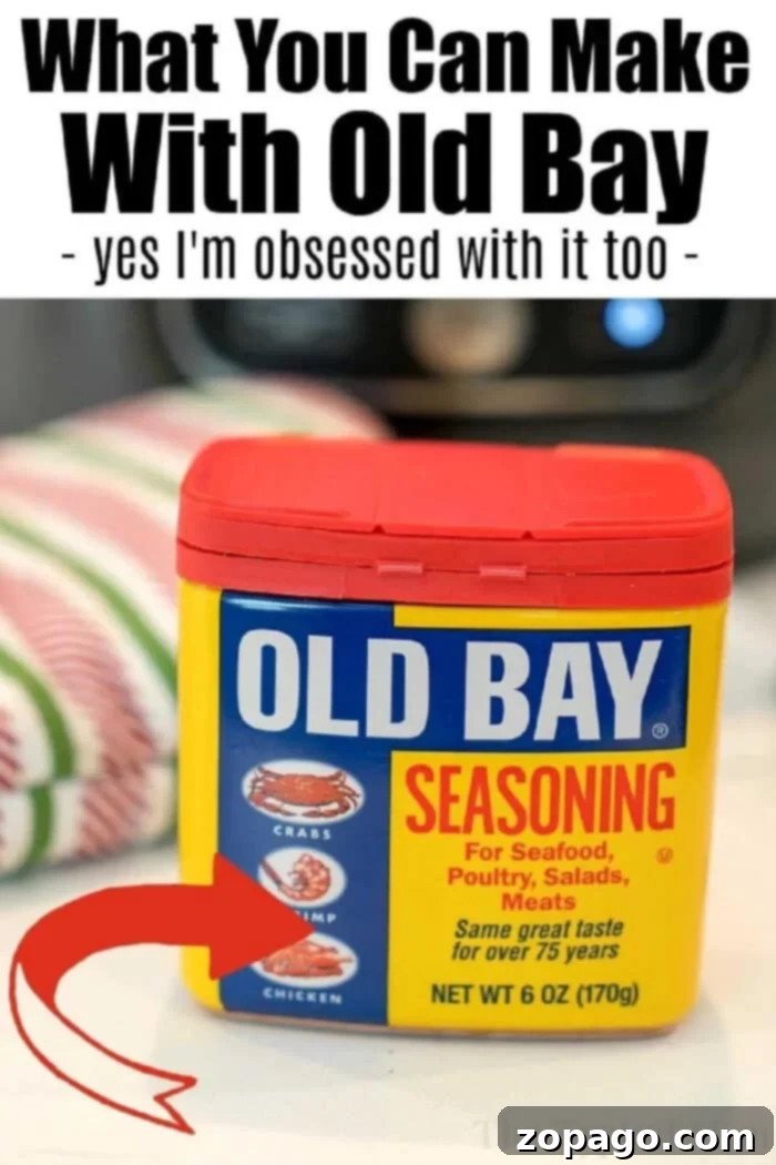 Discover versatile Old Bay recipes for fish, beef, turkey, chicken, and vegetables. Learn to make homemade Old Bay seasoning for a flavor explosion! #oldbay #oldbayseasoning #homemadeoldbay #chicken #beef #steak #turkey #seafood Old Bay seasoning container next to a variety of fresh ingredients like fish, chicken, and vegetables, symbolizing its versatility in recipes.
