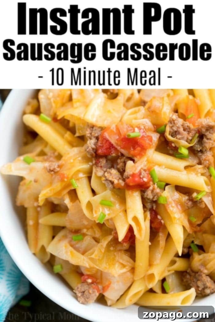 Instant Pot cabbage and noodles + We love Instant Pot cabbage recipes for dinner! If you're a cabbage lover too, and obsessed with your pressure cooker we have a week worth of recipes here! #instantpot #instantpotrecipes #cabbage #vegetarian Pressure Cooker Sausage and Cabbage, a hearty and flavorful one-pot meal for your Instant Pot.