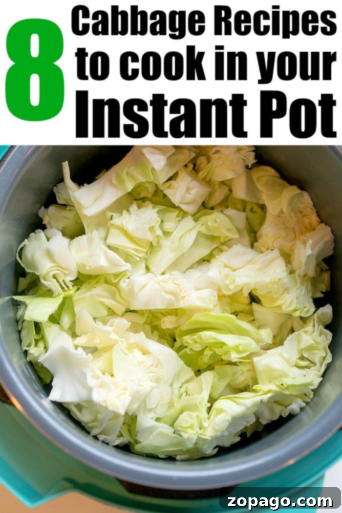 Instant Pot cabbage for dinner! If you're a cabbage lover too, and obsessed with your pressure cooker we have a week worth of recipes here! #instantpot #instantpotrecipes #cabbage #vegetarian Instant Pot Cabbage: Perfectly cooked, tender cabbage for dinner using a pressure cooker.