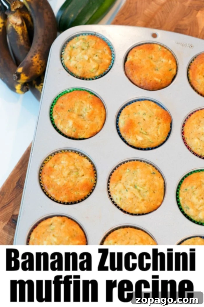 Moist Zucchini Banana Muffins 9 A perfectly golden-brown banana muffin, featuring its characteristic cracked top and inviting tender texture, embodying the delicious simplicity of classic homemade banana muffins.