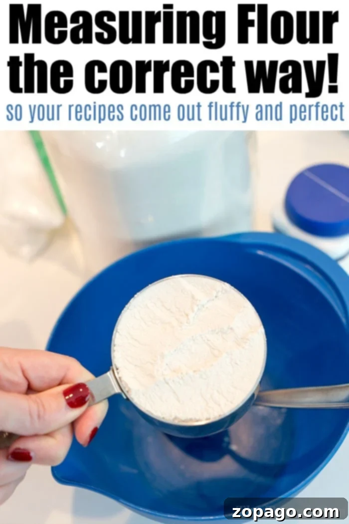 Achieve perfect baked goods by measuring flour accurately with the spoon and level technique. Measuring flour by volume using the spoon and level method