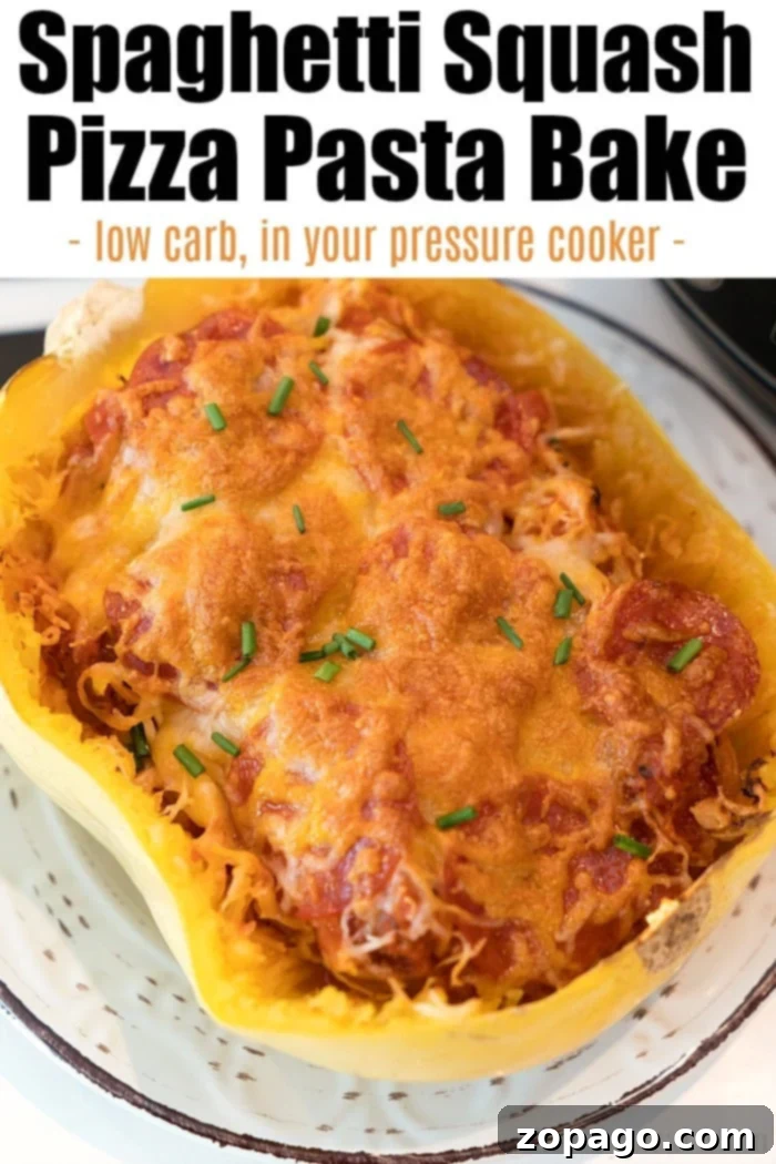 Ninja Foodi spaghetti squash pizza pasta is a low carb dinner you can make in your pressure cooker and air fryer. Just like spaghetti noodles but healthier. #ninjafoodi #ninjafoodirecipes #spaghettisquash #spaghetti #pizza #pasta Spaghetti squash spaghetti pizza with various toppings.