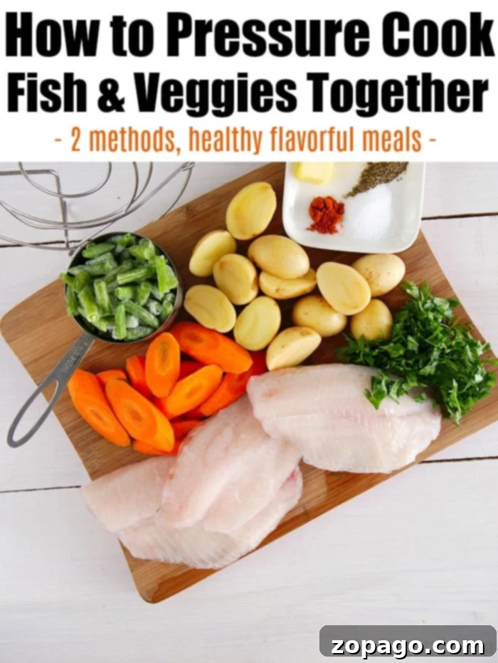 Easy Instant Pot tilapia and vegetables cooked together is the perfect healthy pressure cooker dinner. Ninja Foodi fish and vegetables cooked together