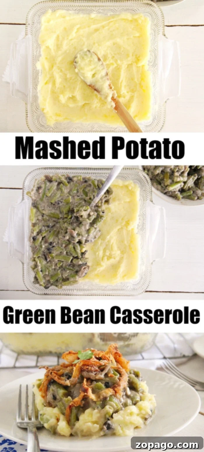 The perfect Green Bean Mashed Potato Casserole, a delightful combination of two holiday favorites. Mashed Potato Casserole Recipe with Green Beans