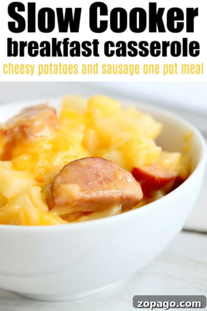 Effortless Slow Cooker Cheesy Hashbrown Bake 7 A vibrant close-up of piping hot crockpot cheesy hashbrowns, generously topped with melted cheese and ready to be served as a comforting meal or side dish.