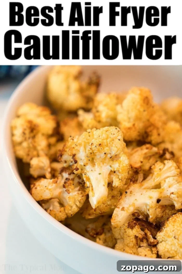 Air fryer cauliflower is easy to make in your Ninja Foodi or other machine. Healthy and full of flavor it's a great vegetable side dish or snack. #airfryer #ninjafoodi #cauliflower #vegetables #vegetarian #sidedish Air Fryer Cauliflower