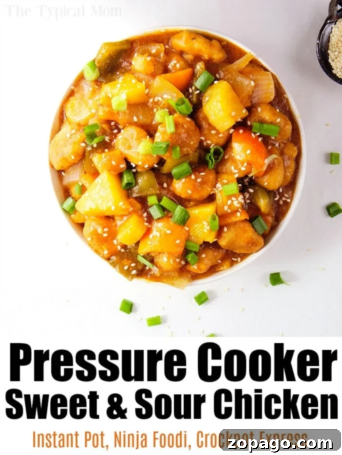 Pressure cooker sweet and sour chicken with frozen popcorn chicken is the easiest meal ever that everyone loves! Panda Express copycat recipe for sure. Ninja Foodi Sweet and Sour Chicken