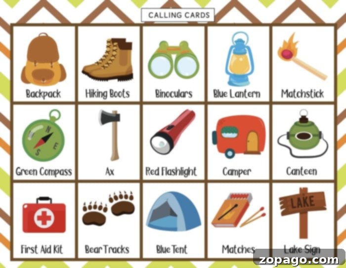 Free Printable Camping Bingo Fun 4 A group of children joyfully playing printable camping bingo at a party, showcasing it as a top choice for camping party games.