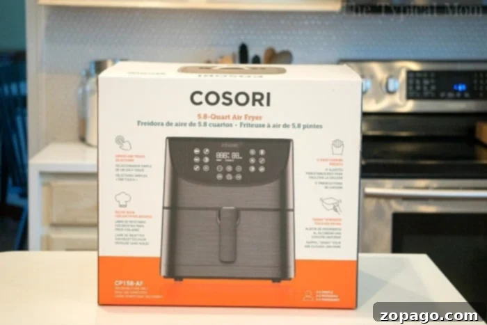 Cosori Air Fryer Everything You Need To Know 3 Sleek electric air fryer on a kitchen counter