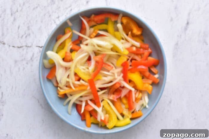 Air Fryer Fajita Fiesta 3 bell peppers and onions air fryer