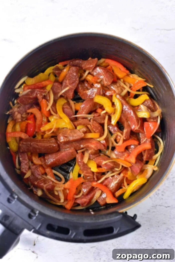 Air fryer beef fajitas. air fryer fajitas beef
