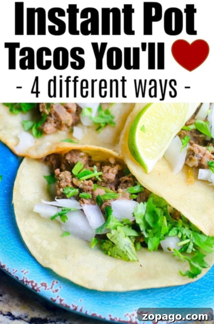 Healthy Instant Pot recipes. #instantpot #tacos #beef #chicken #healthy Colorful and delicious Instant Pot Tacos, ready to be enjoyed as a healthy and quick meal.