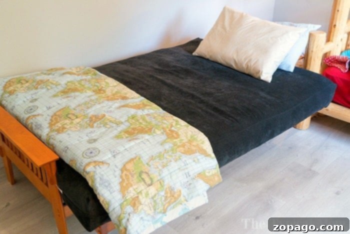 The Everyday Sleeper's Comfort Futon 4 Futon chair bed converting from seating to sleeping position