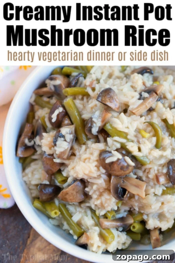 Instant Pot Cream of Mushroom Rice: A flavorful and easy one-pot dish Hearty Instant Pot Cream of Mushroom Rice with green beans and portobello mushrooms
