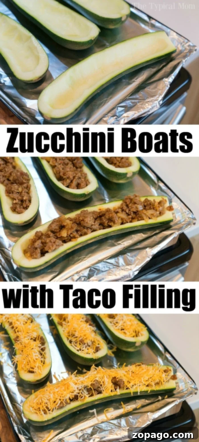 Stuffed Zucchini Tacos 4 Easy Zucchini Boats ready to be baked in the oven