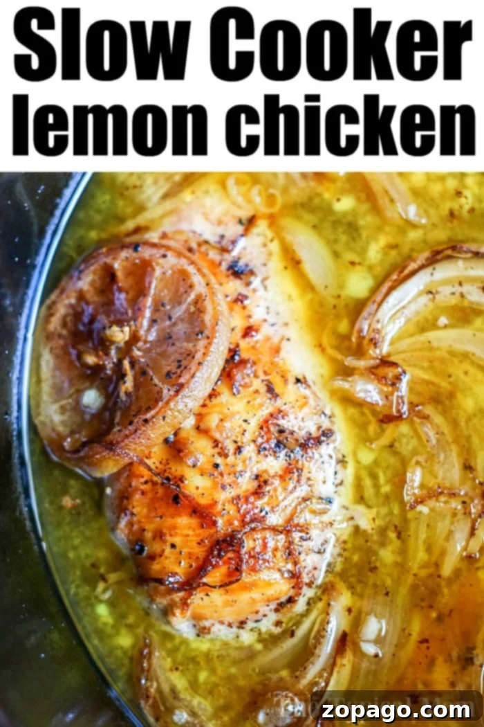 crockpot lemon chicken served with vegetables
