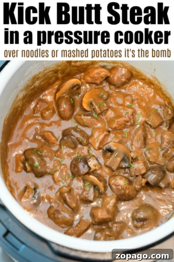 Mastering Steak 8 Instant Pot beef tips and noodles, a comforting and hearty meal.