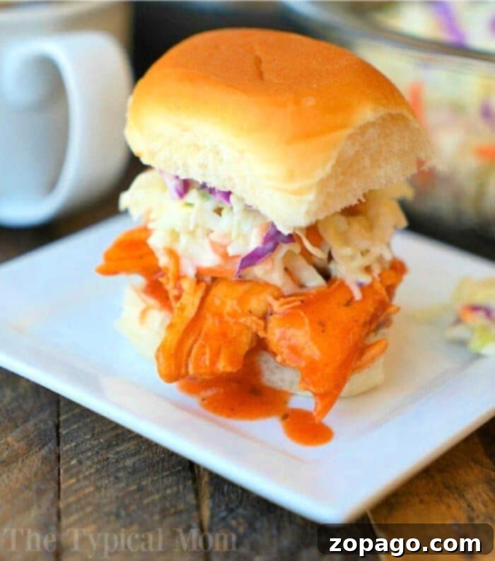 Slow Cooker Buffalo Chicken Sliders 2 Delicious Crockpot Buffalo Chicken Sliders ready to be served