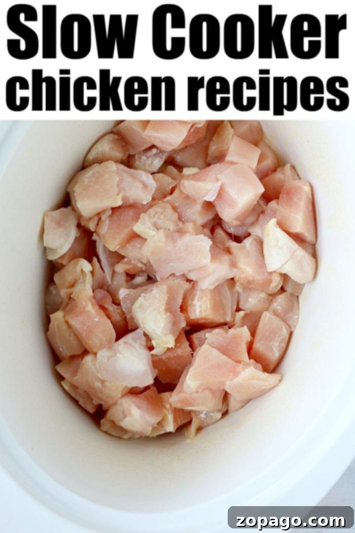 Effortless Slow Cooker Chicken Dinners 4 A selection of delicious crockpot chicken recipes, showcasing various preparations and styles.