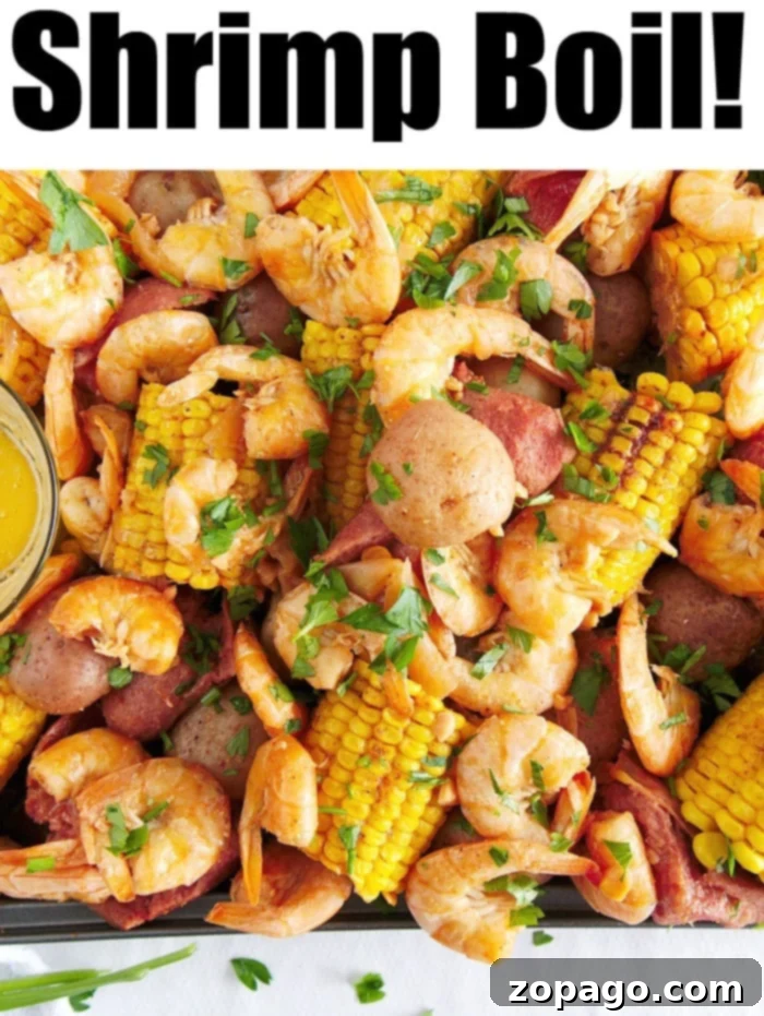 Instant Pot shrimp boil is an easy and healthy dinner you can throw together in no time. If you love seafood and your pressure cooker you've gotta try this. #instantpot #instantpotrecipes #shrimp #shrimpboil #pressurecooker #ninjafoodi A vibrant and flavorful Old Bay shrimp boil, freshly cooked in an Instant Pot, presented on a platter.