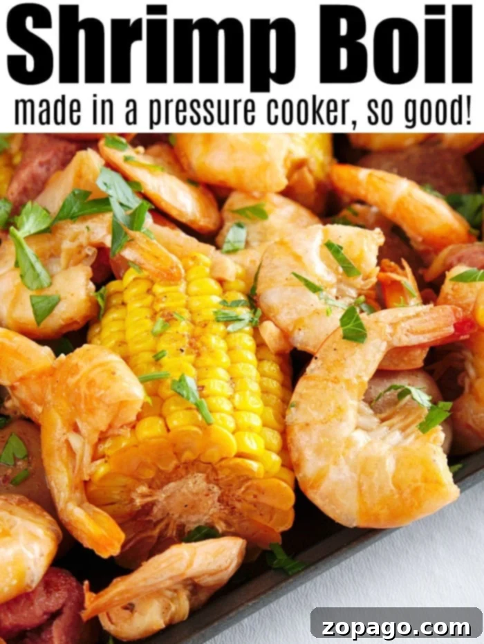 Instant Pot Shrimp Boil 5 A generously plated Instant Pot shrimp boil, ready for sharing, showcasing the fresh, appealing ingredients.