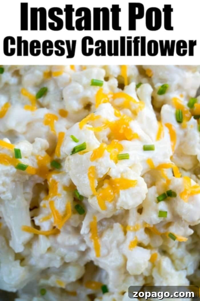 Cheesy Instant Pot Cauliflower Side Dish Creamy Cheesy Instant Pot Cauliflower, a delicious and easy side dish perfect for any September meal.