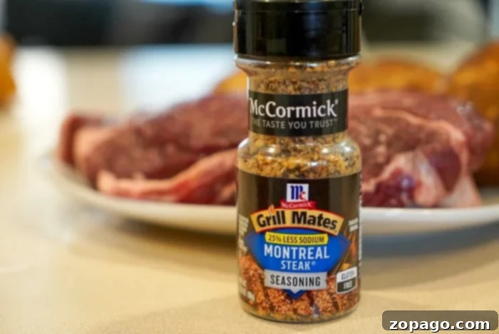 Perfect Steak on Ninja Foodi Grill 2 A selection of the best steak seasoning blend on a wooden cutting board