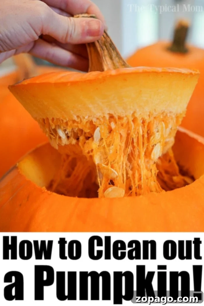 cleaning a pumpkin