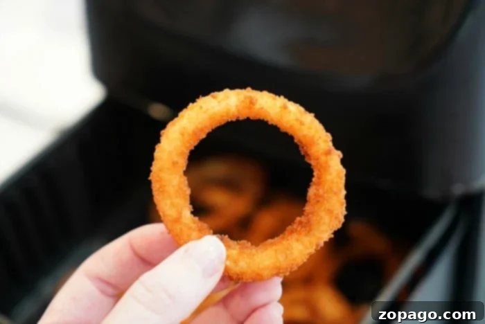 Crispy Air Fryer Frozen Onion Rings 4 onion rings