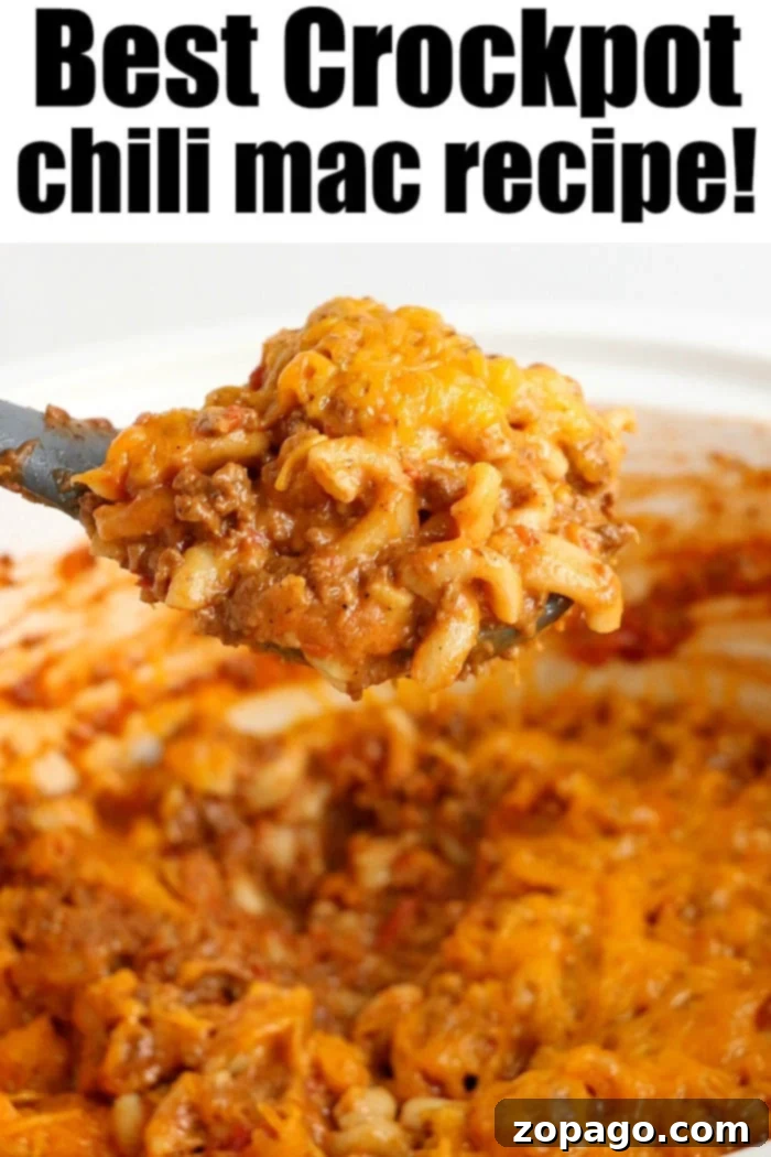 Slow Cooker chili mac is the ultimate comfort food that kids love! No boiling required when you cook this either. A one pot meal that's full of flavor. #crockpotrecipes #slowcooker #chilimac #macaroni #chili crockpot chili mac